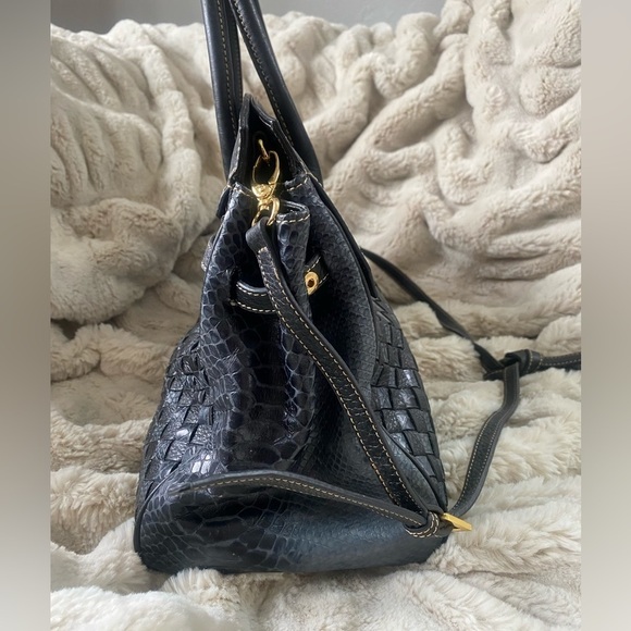 Sherif Genuine Leather Handbag Navy Blue - Picture 3 of 12